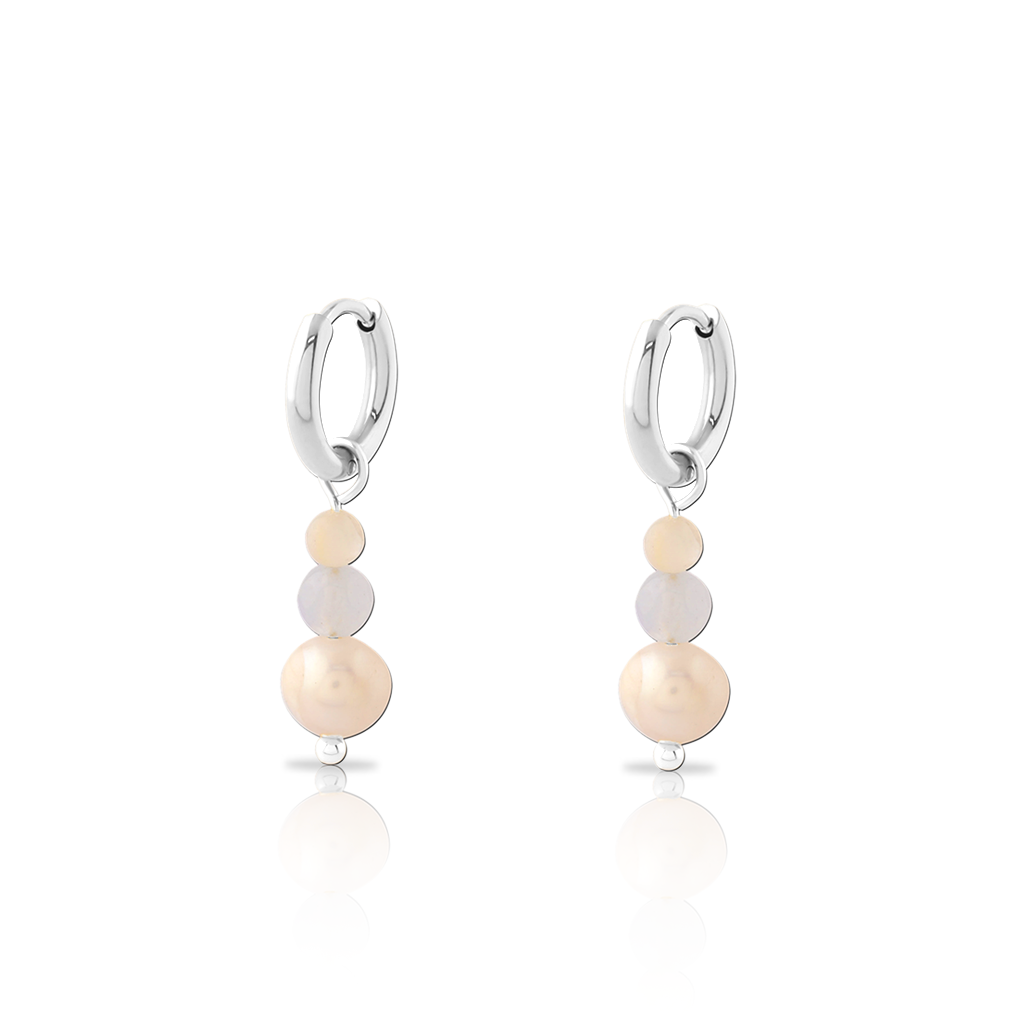 Surgical Steel Pearl Trio Earrings - Pair