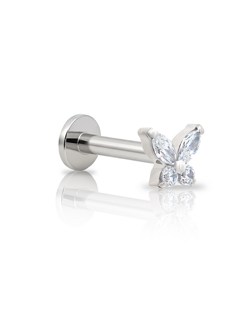 V-Platinum Crystal Butterfly Flatback