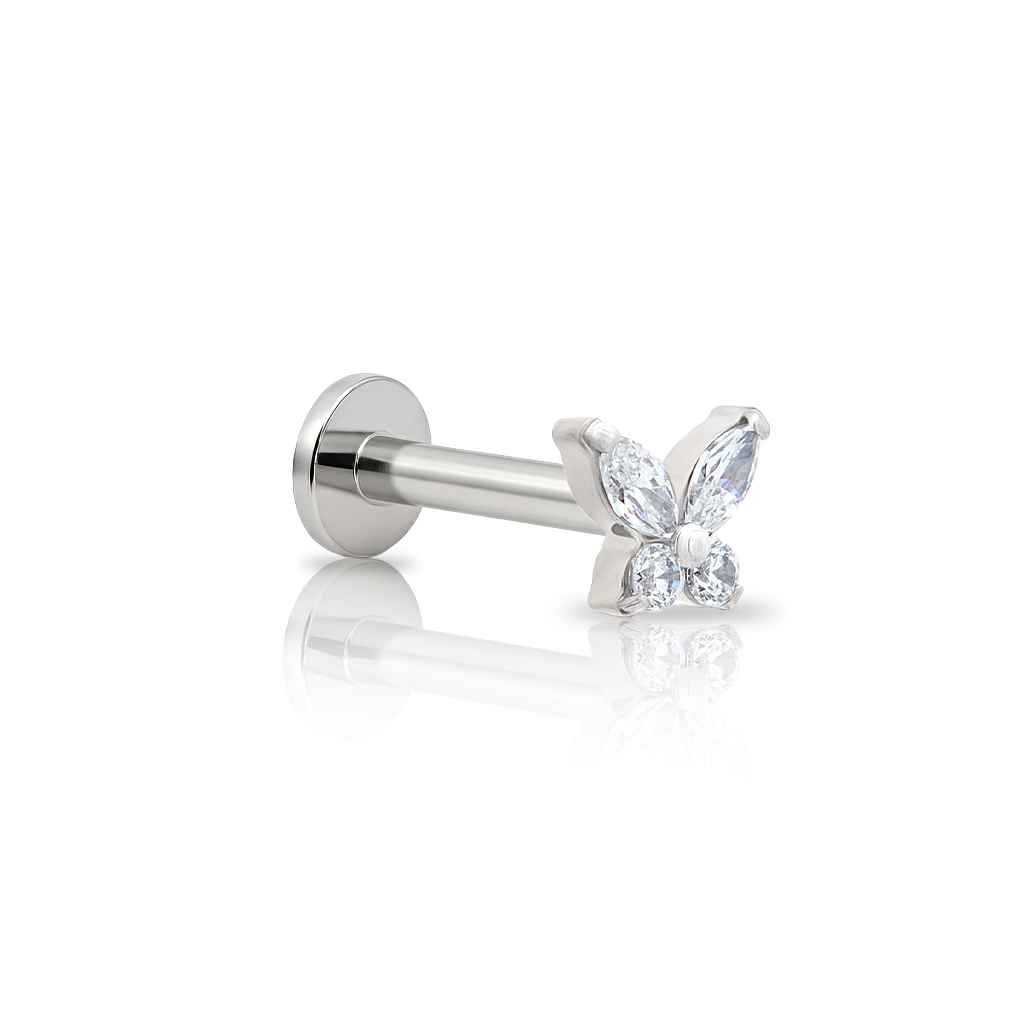 V-Platinum Crystal Butterfly Flatback