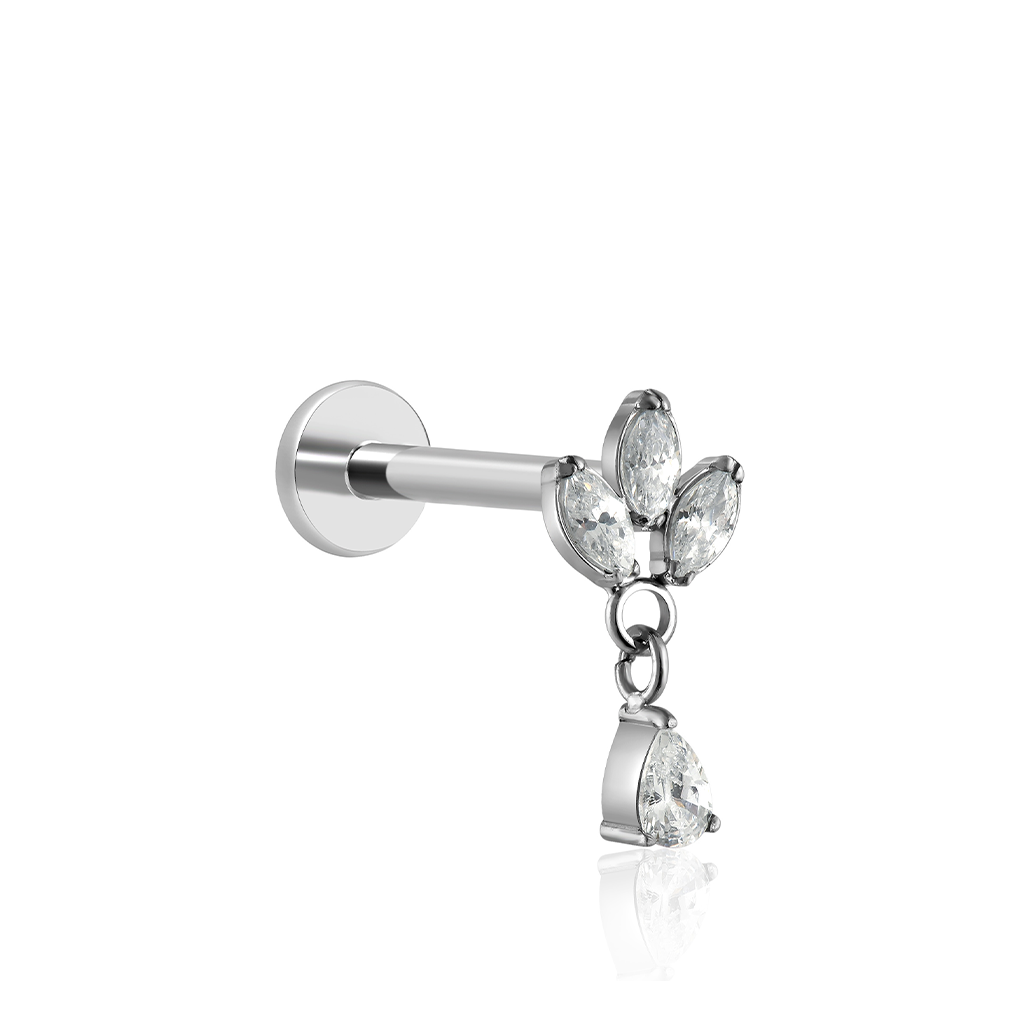 V-Platinum Marquise Drop Dangle Flatback