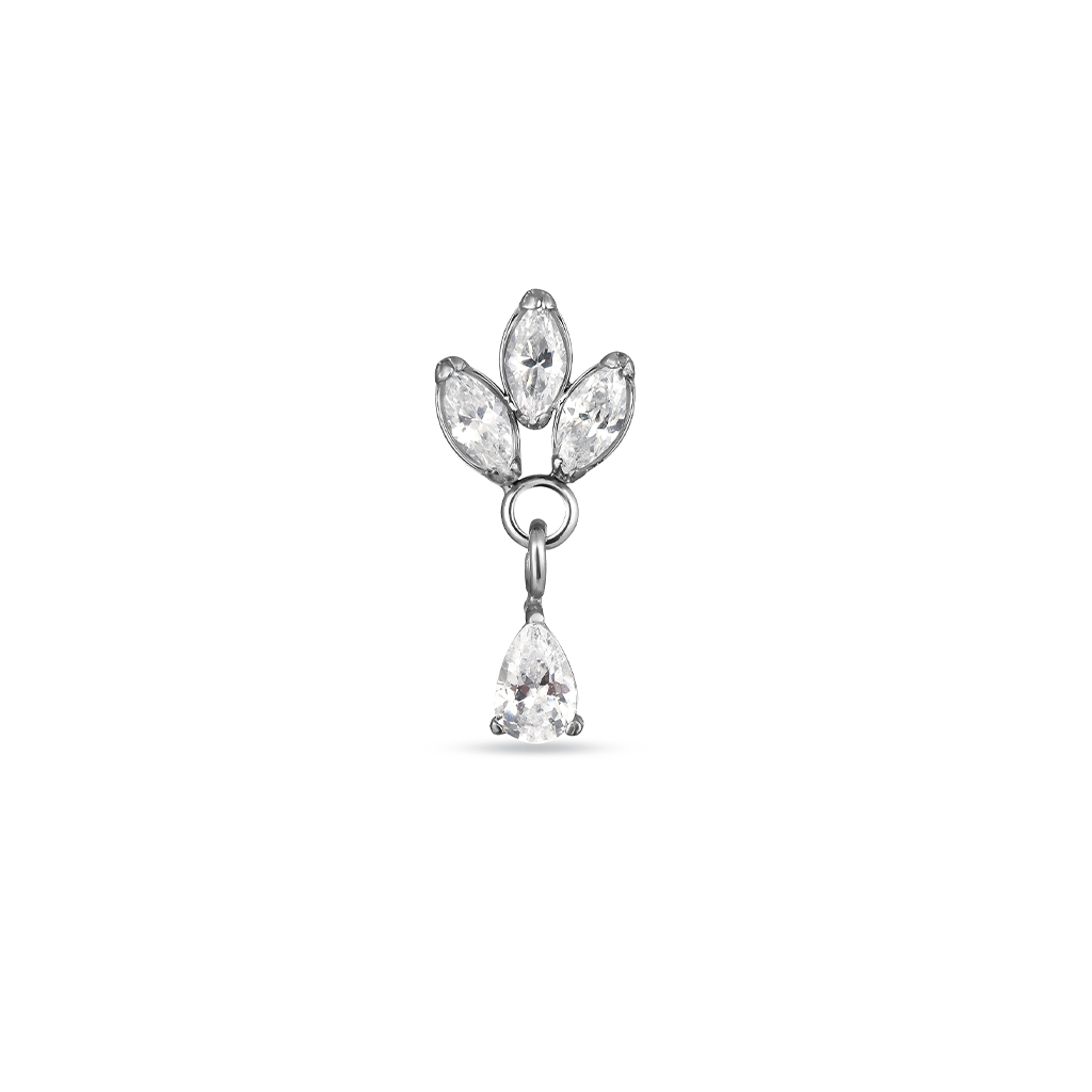 V-Platinum Marquise Drop Dangle Flatback