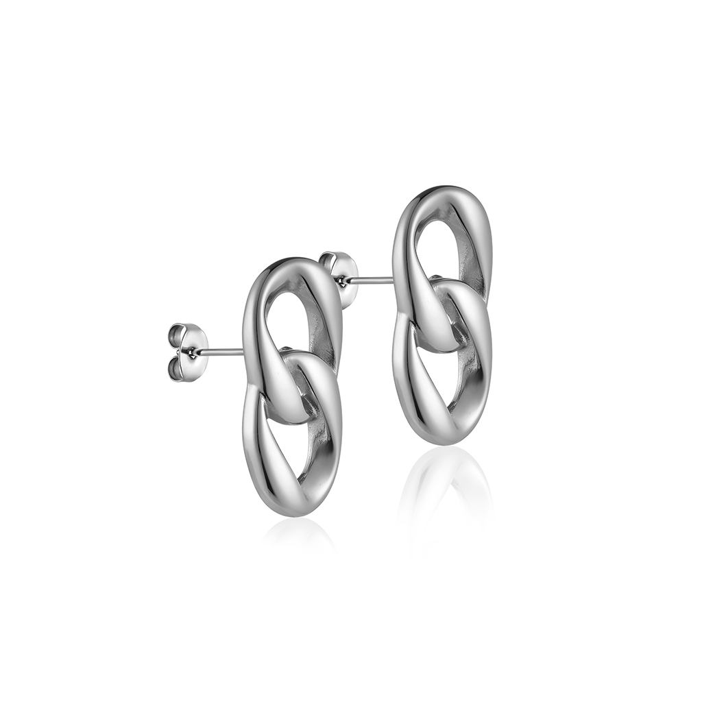 V-Platinum Earrings - Chain
