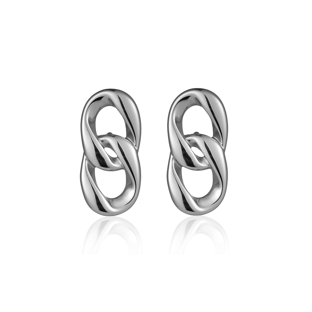 V-Platinum Earrings - Chain