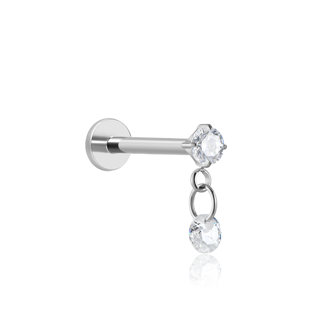 V-Platinum Dangle Round Flatback