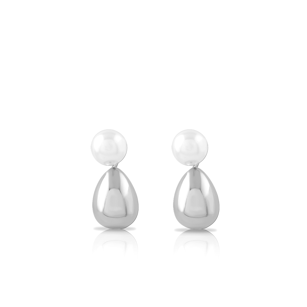 Surgical Steel Pearl Droplet Earrings - Pair