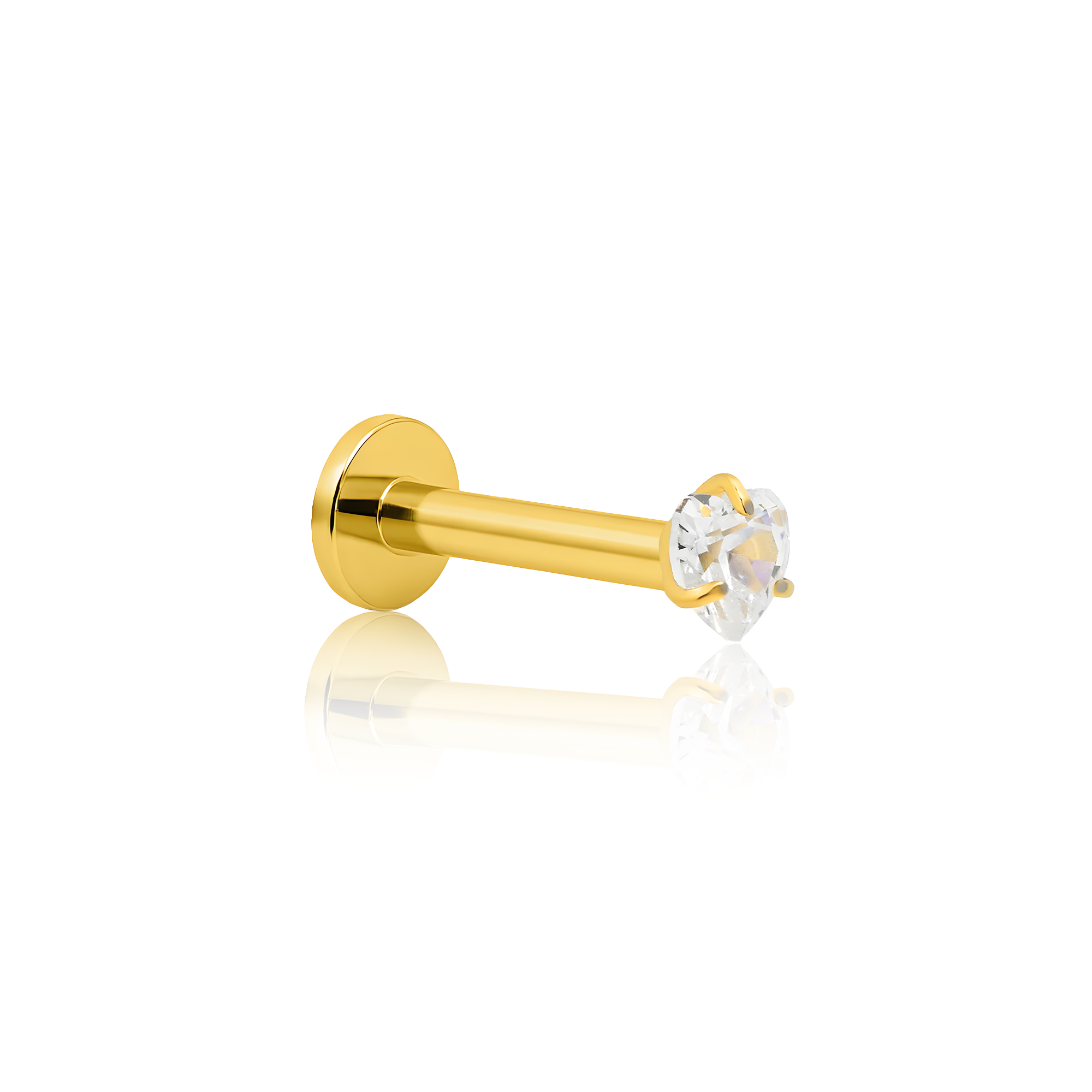 18k V-Gold Prong Set Crystal Heart Flatback