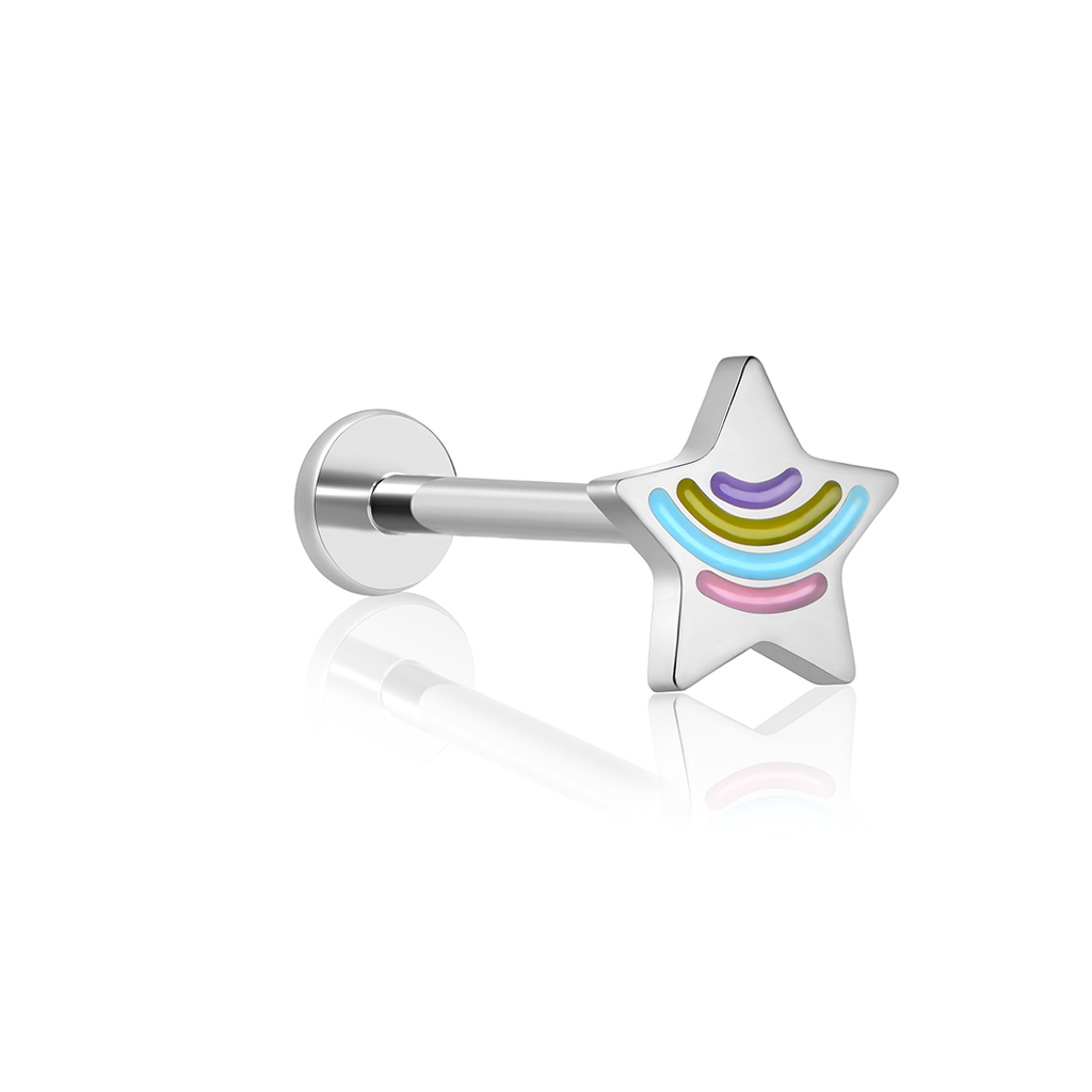 Rainbow Star Enamel Flatback