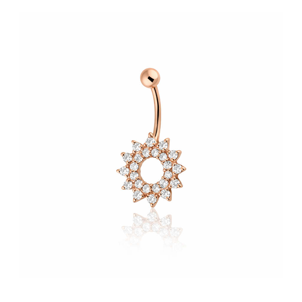 Rose Gold Sun Flower Navel Bar