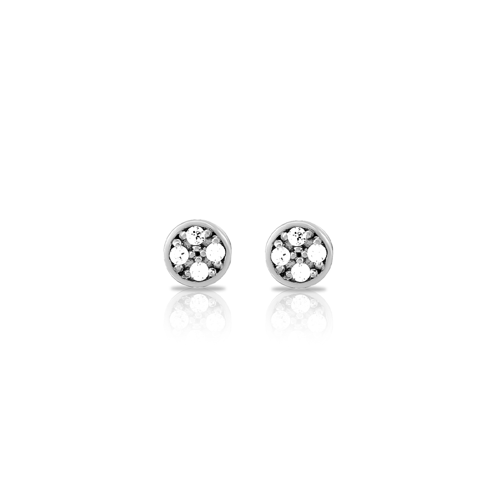 Surgical Steel Round Jewelled Earrings - Pair