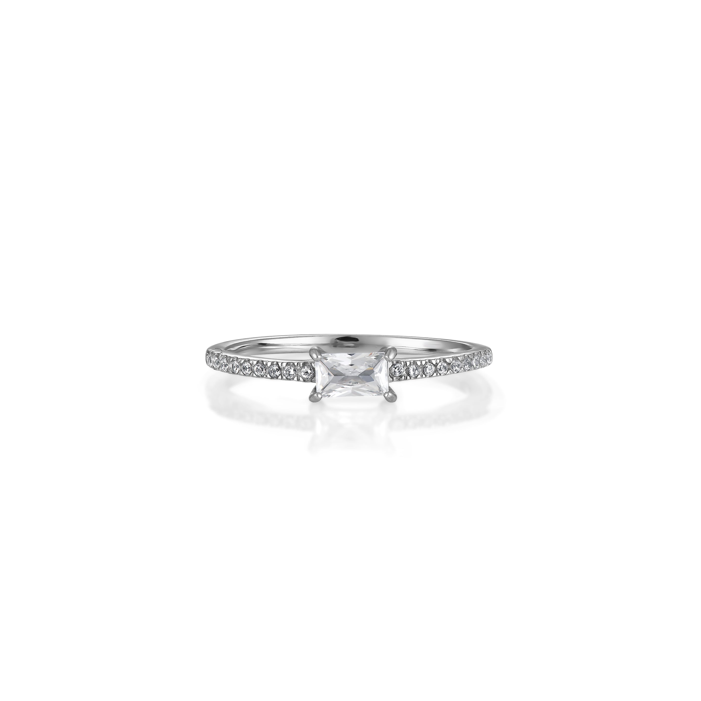 V-Platinum Ring - Rectangle