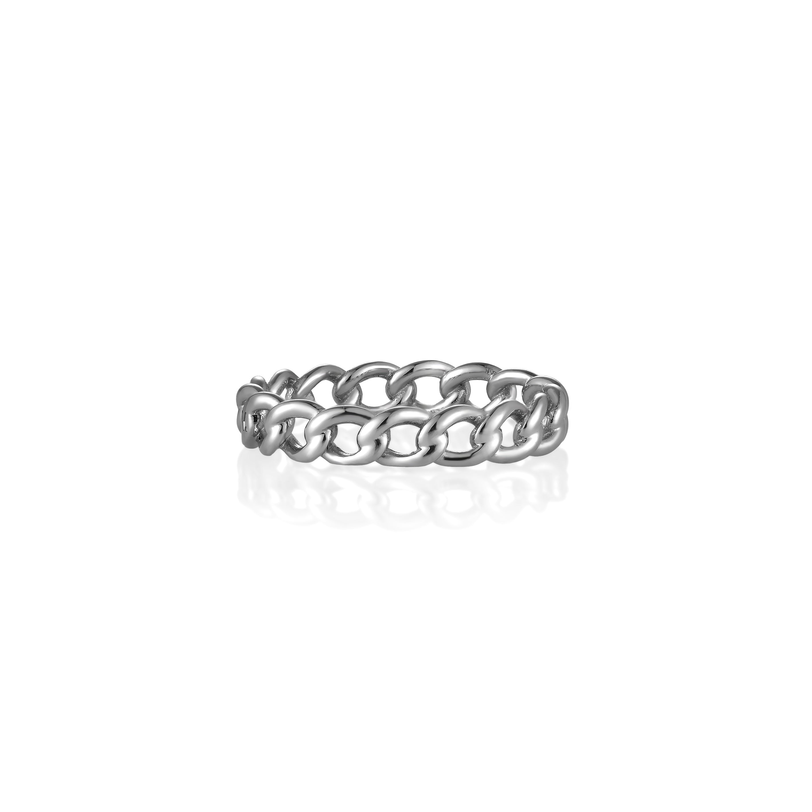 V-Platinum Ring - Mini Chain