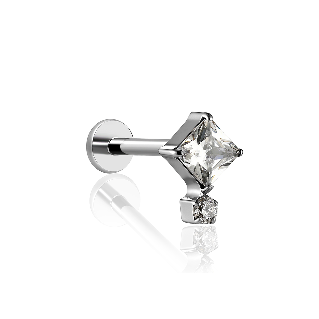 Square w Round Stone Flatback