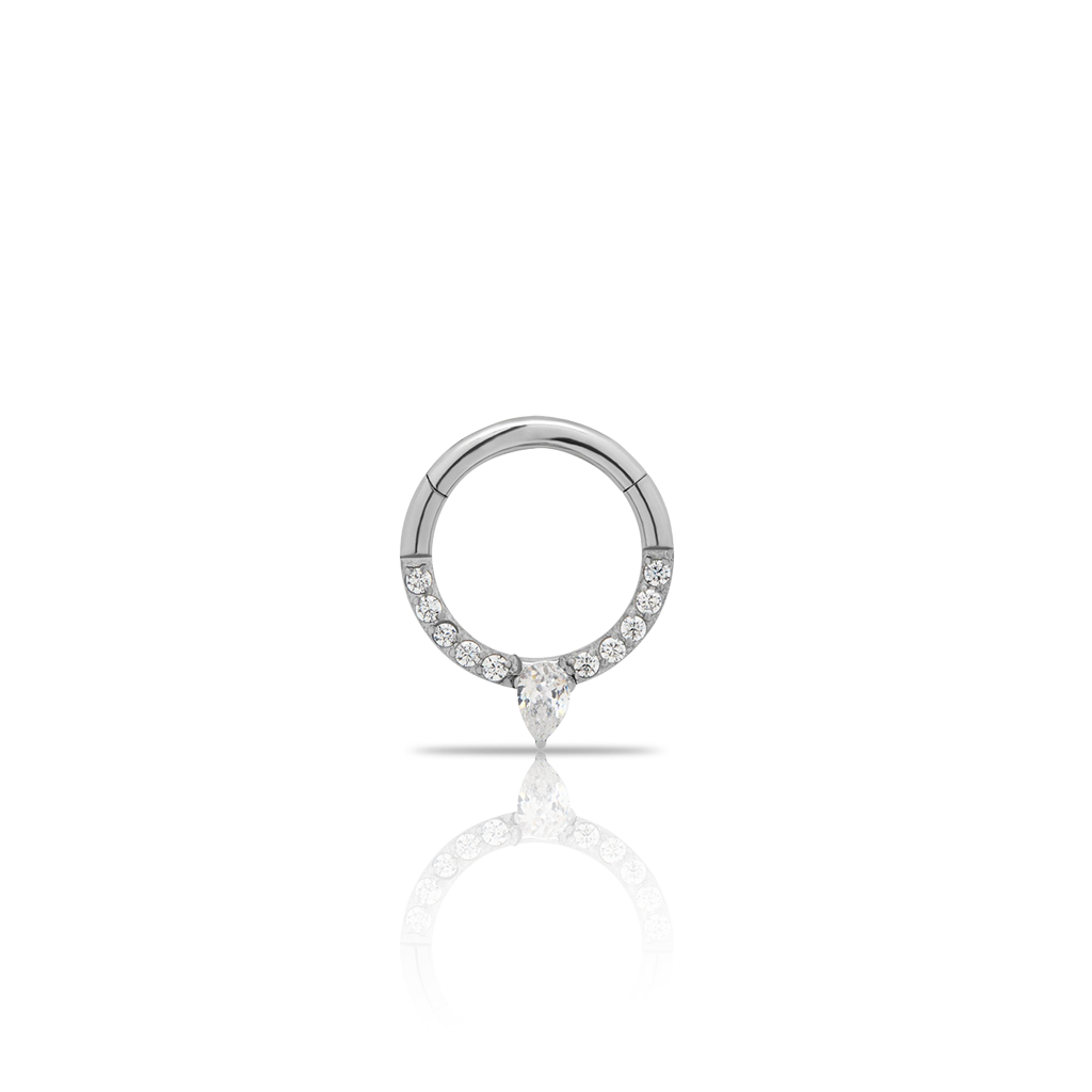 Forward Facing Jewelled Spike Hinged Ring