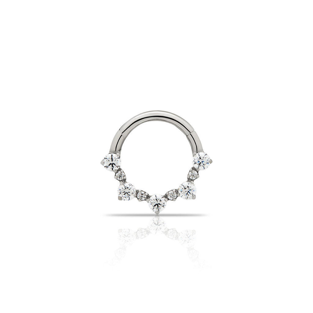 Round Cluster Jewelled Hinged Ring