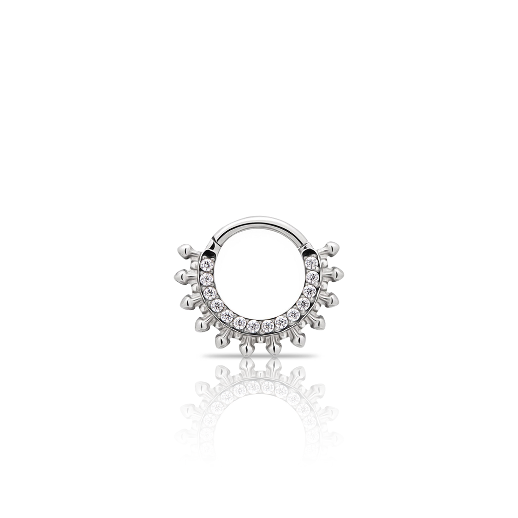 Jewelled Thick Spike Hinged Ring