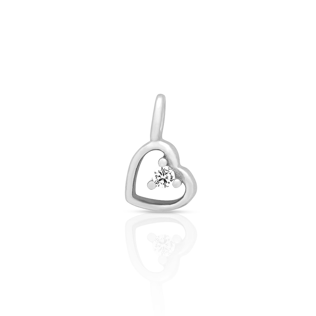 Sterling Silver Permanent Charm - Hollow Heart
