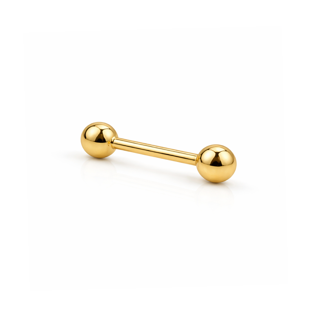 18k V-Gold External Thread Straight Barbell