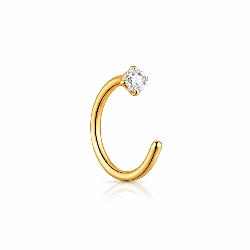 18k V-Gold Titanium Open Ring With 2.6mm Crystal