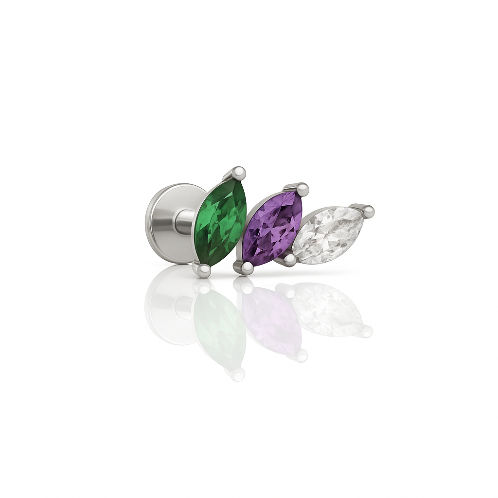 Trio Marquise - Green, Purple, Clear Flatback