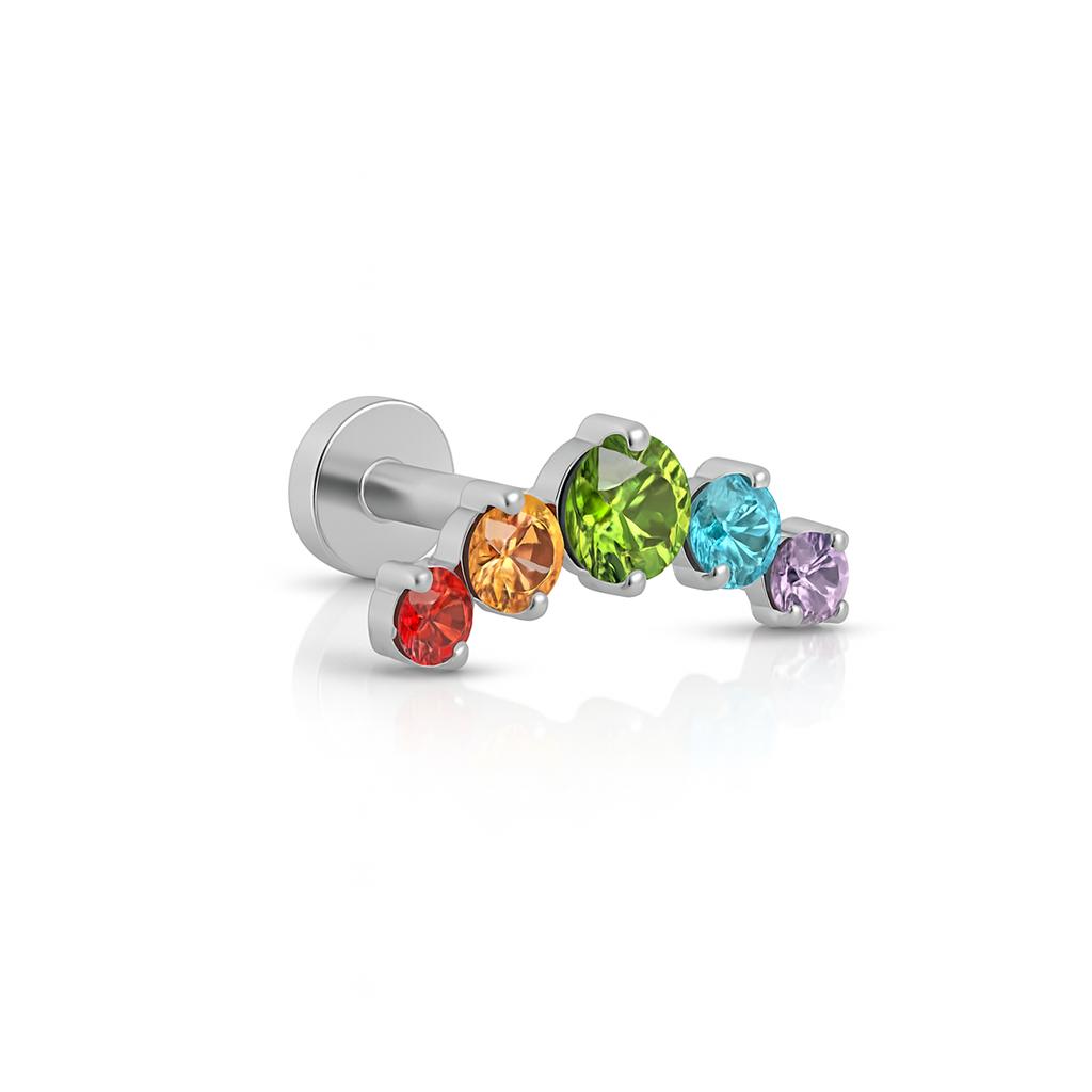 Rainbow 5 Prong Jewelled Curved Flatback