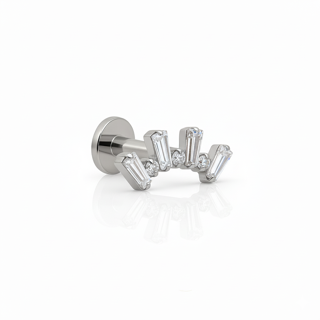 Baguette and Round Stones Crown Flatback