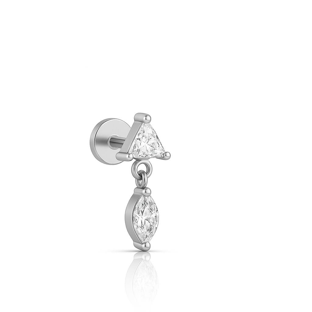Crystal Triangle with Ovate Dangle Flatback