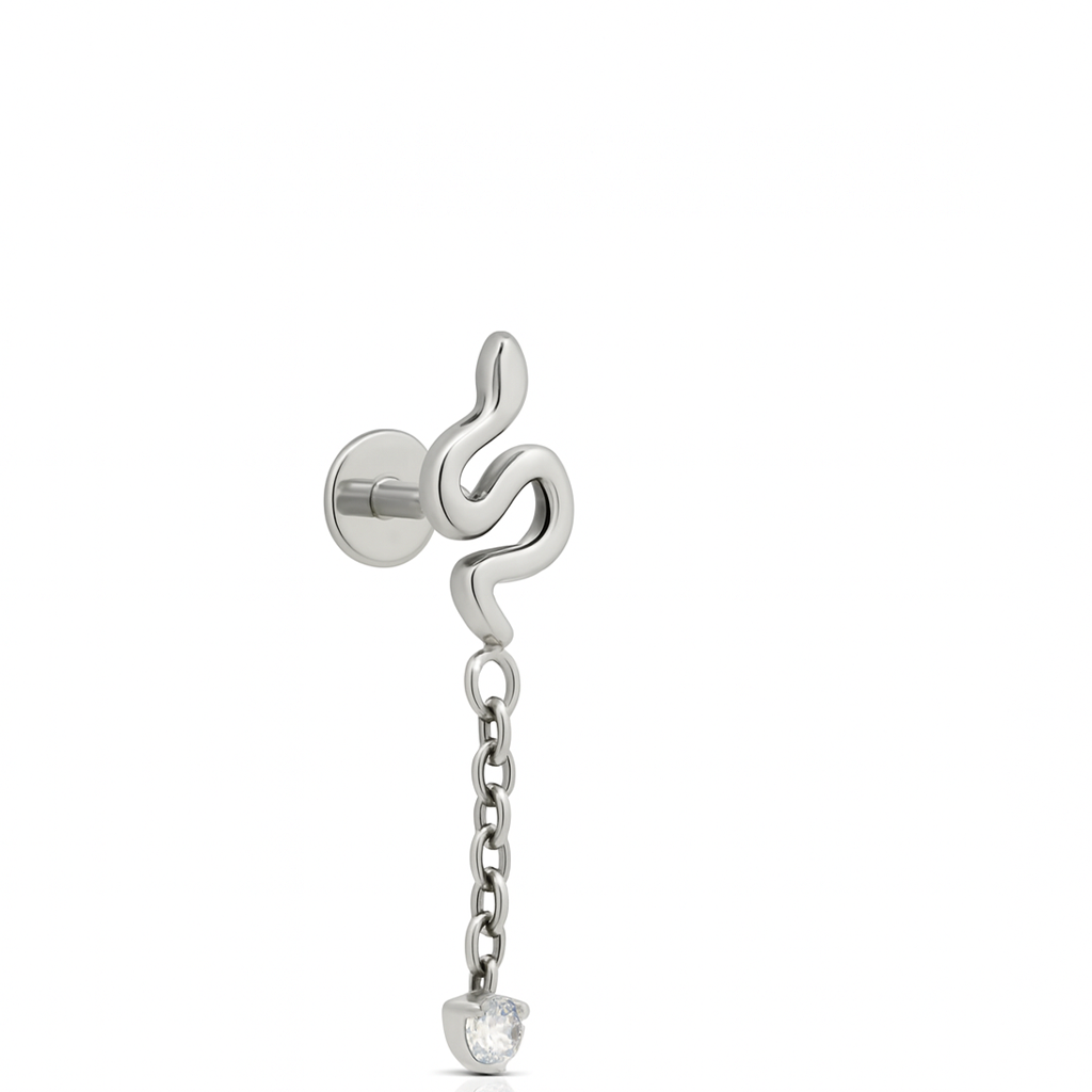 Smooth Snake with chain Dangle stone Flatback