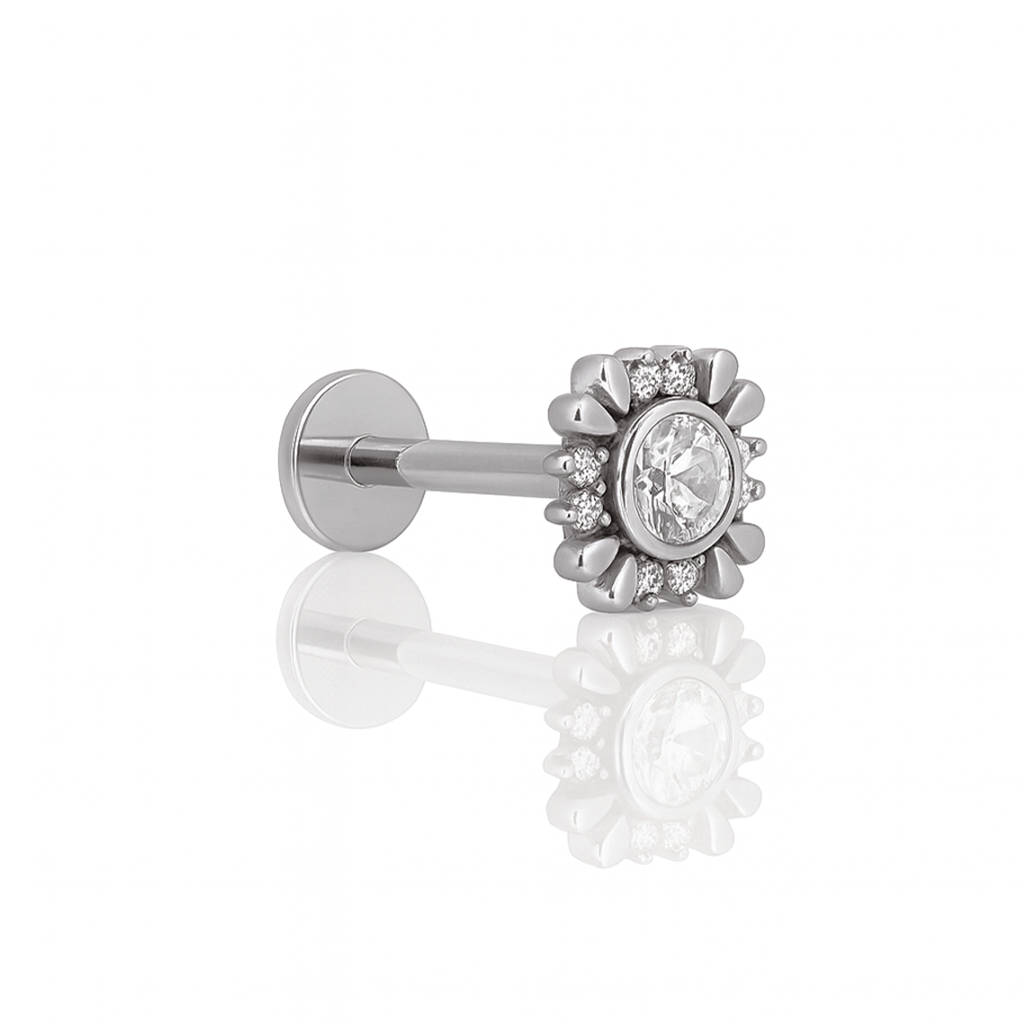 Jewelled Square Flower Flatback
