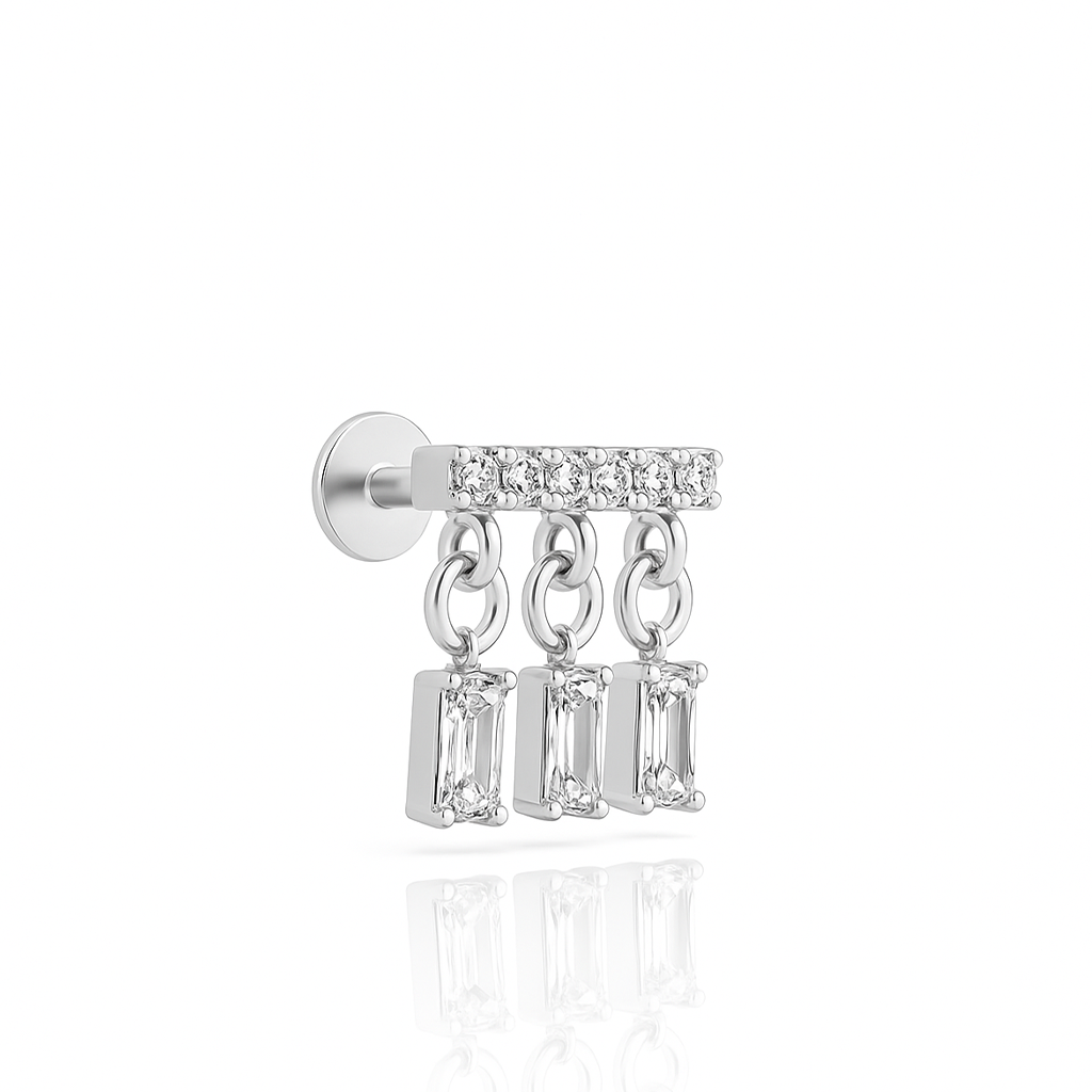 3 Dangle Baguette's With Jewelled Bar Flatback
