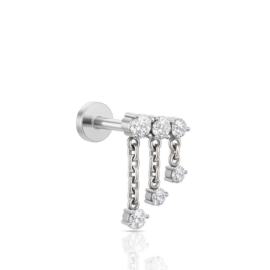 6 Crystals with Cable Chains flatback