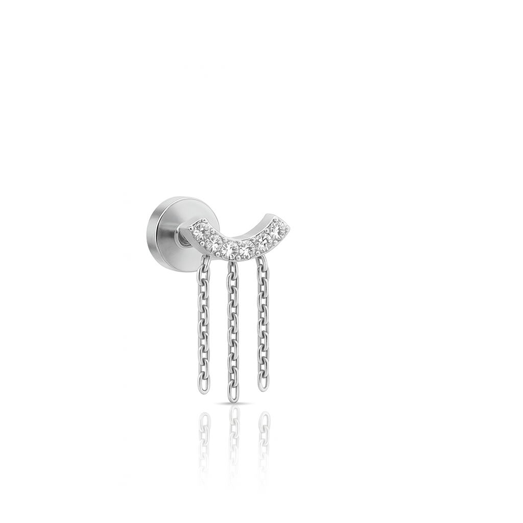 Jewelled U Bar With Chains Flatback