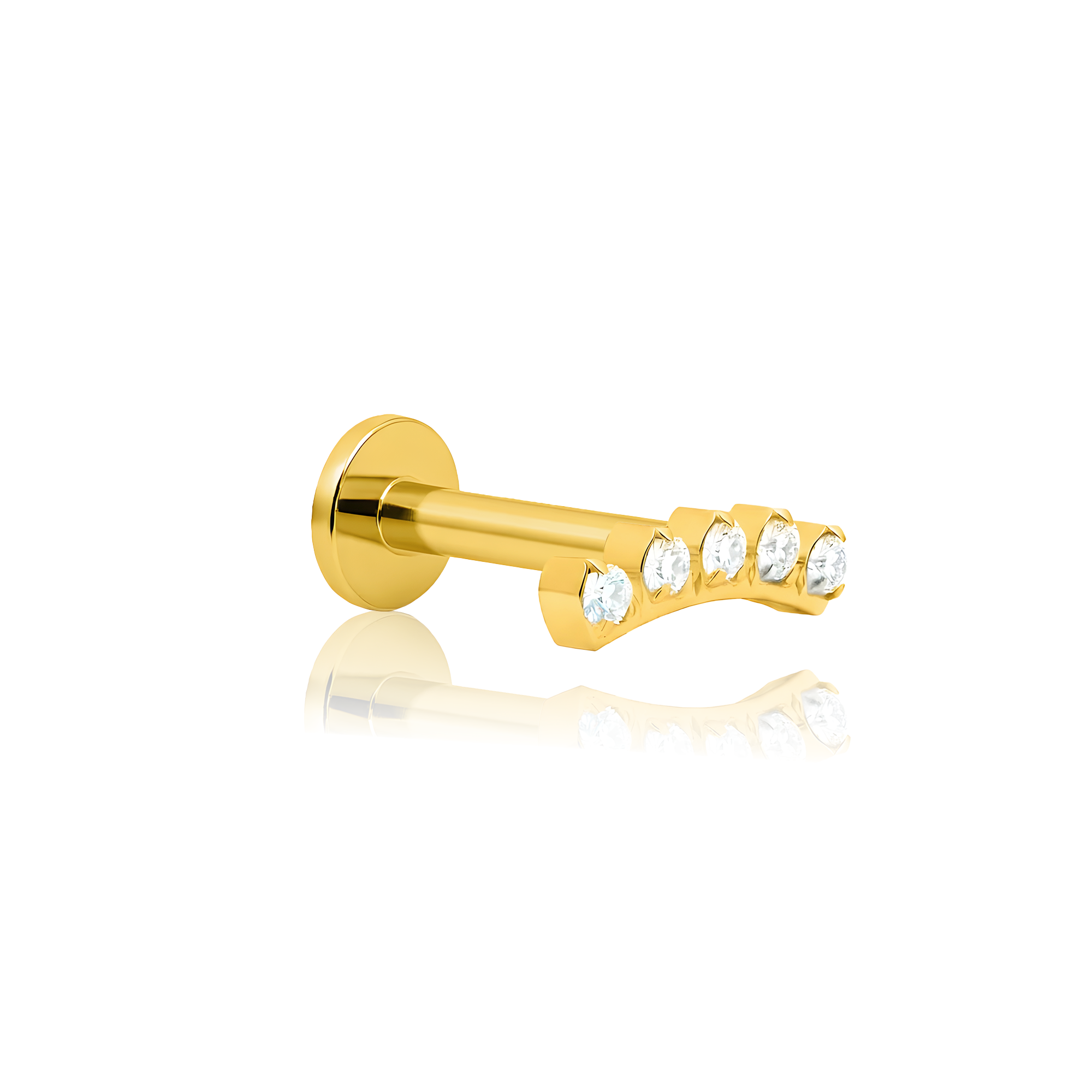 18k V-Gold 5 Stone Curved Crown Flatback