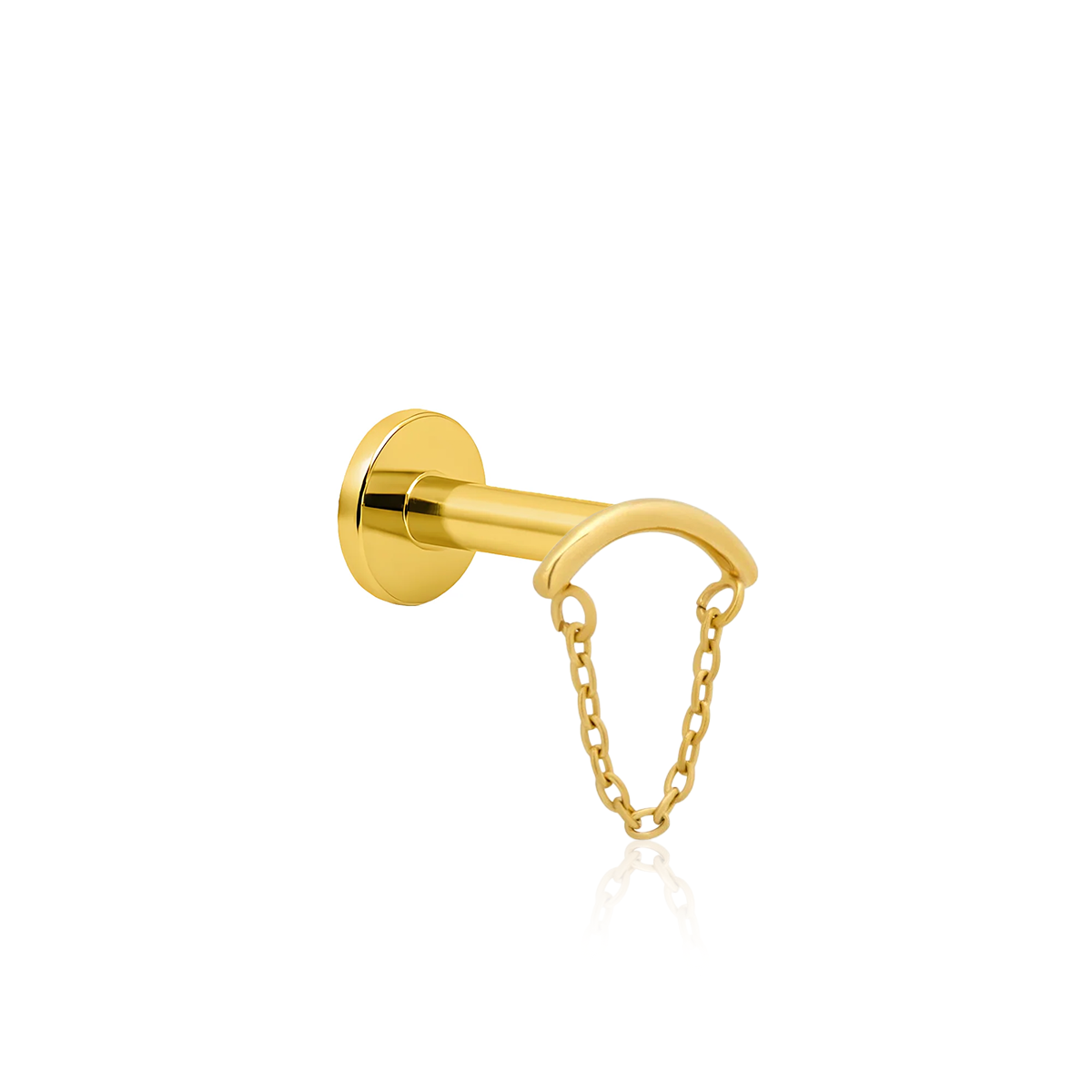 18k V-Gold Curved Bar with Chain Flatback