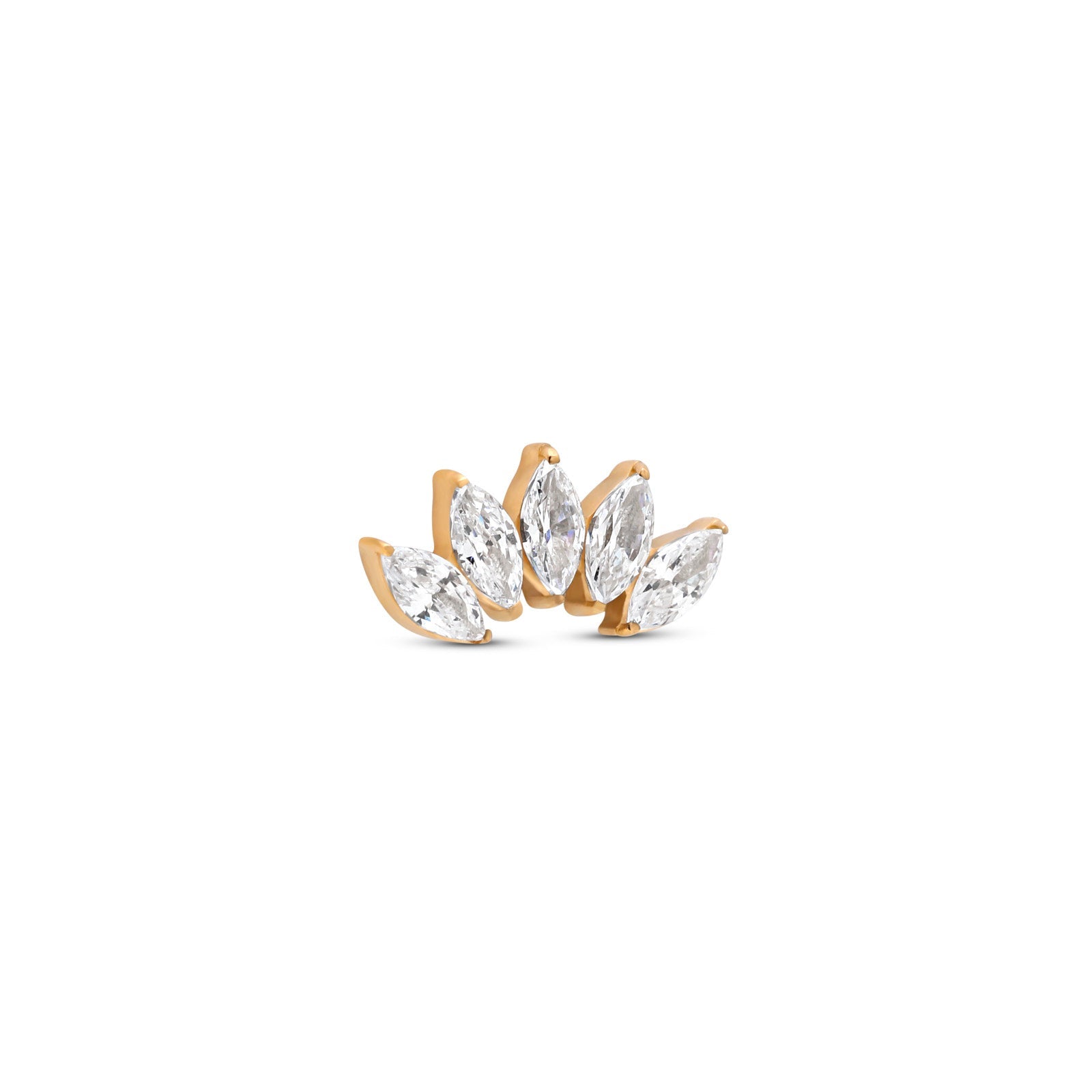 18k V-Gold 5 Ovate Jewelled Prong Set Flatback