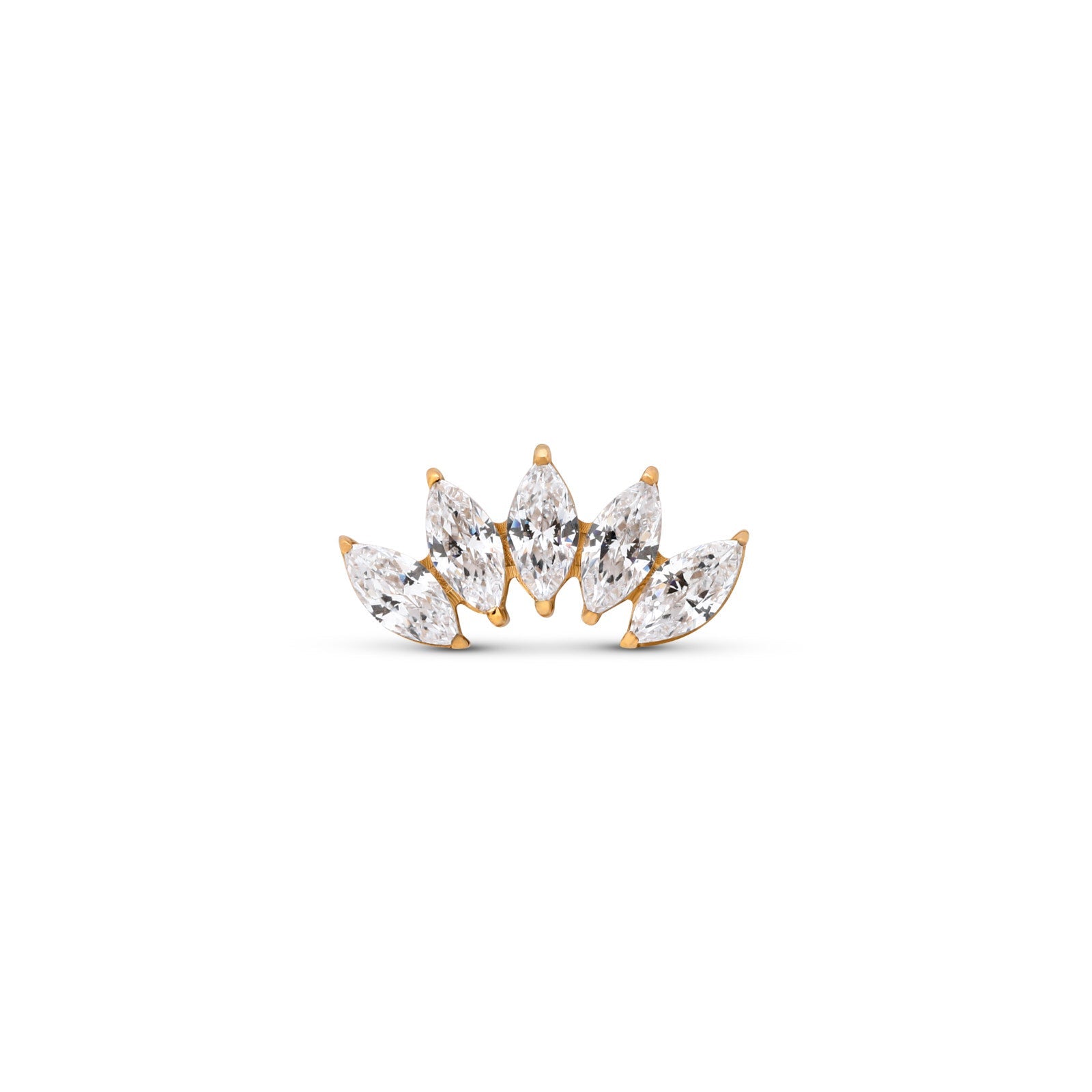18k V-Gold 5 Ovate Jewelled Prong Set Flatback