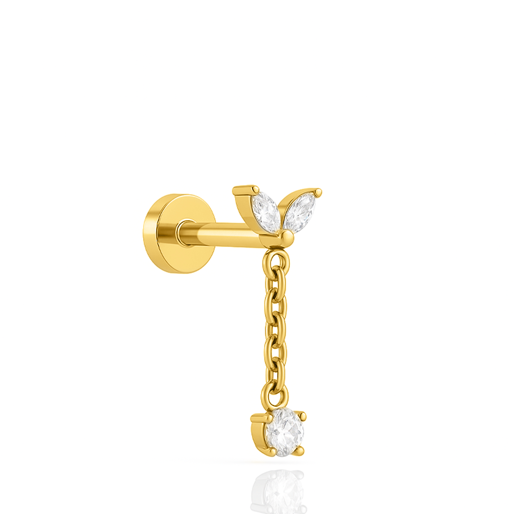 18k V-Gold 2 Marquise with chain stone Dangle Flatback
