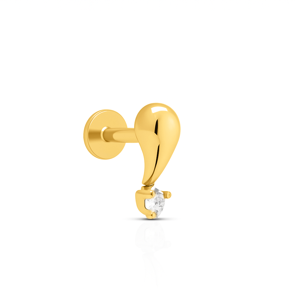 18k V-Gold Droplet with clear Stone Flatback