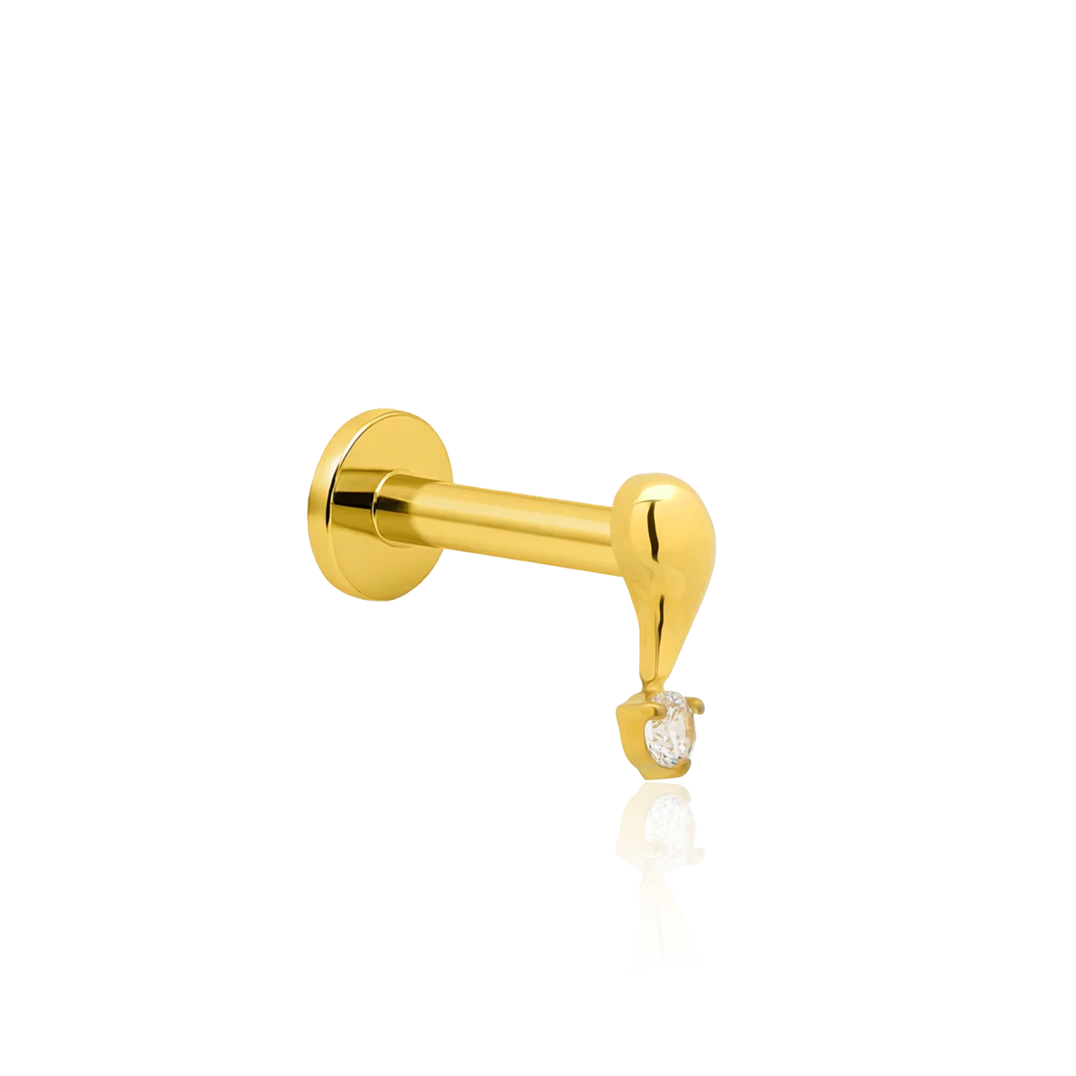 18k V-Gold Droplet with clear Stone Flatback