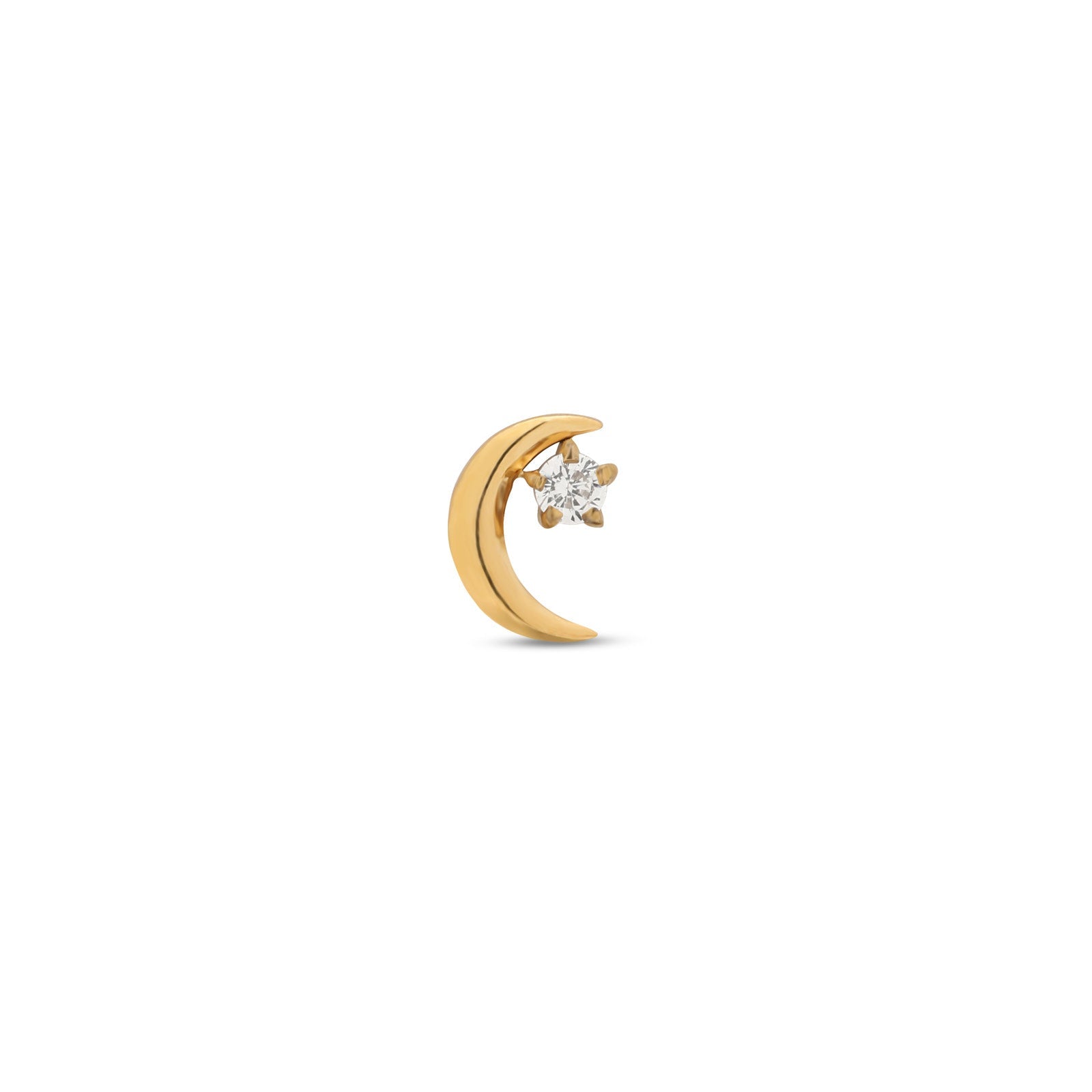 18k V-Gold Moon with Crystal Star Flatback
