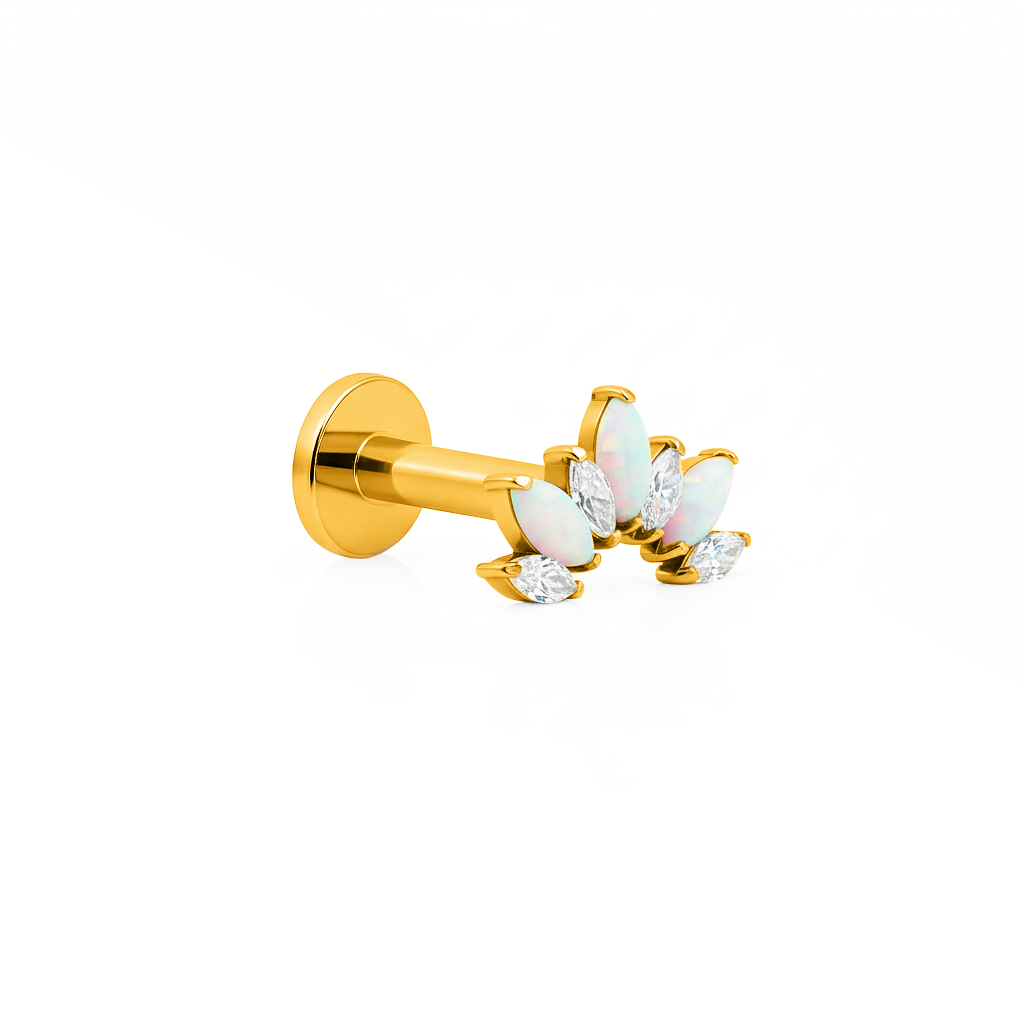 18k V-Gold Crystal and Opal Jewelled Crown Flatback