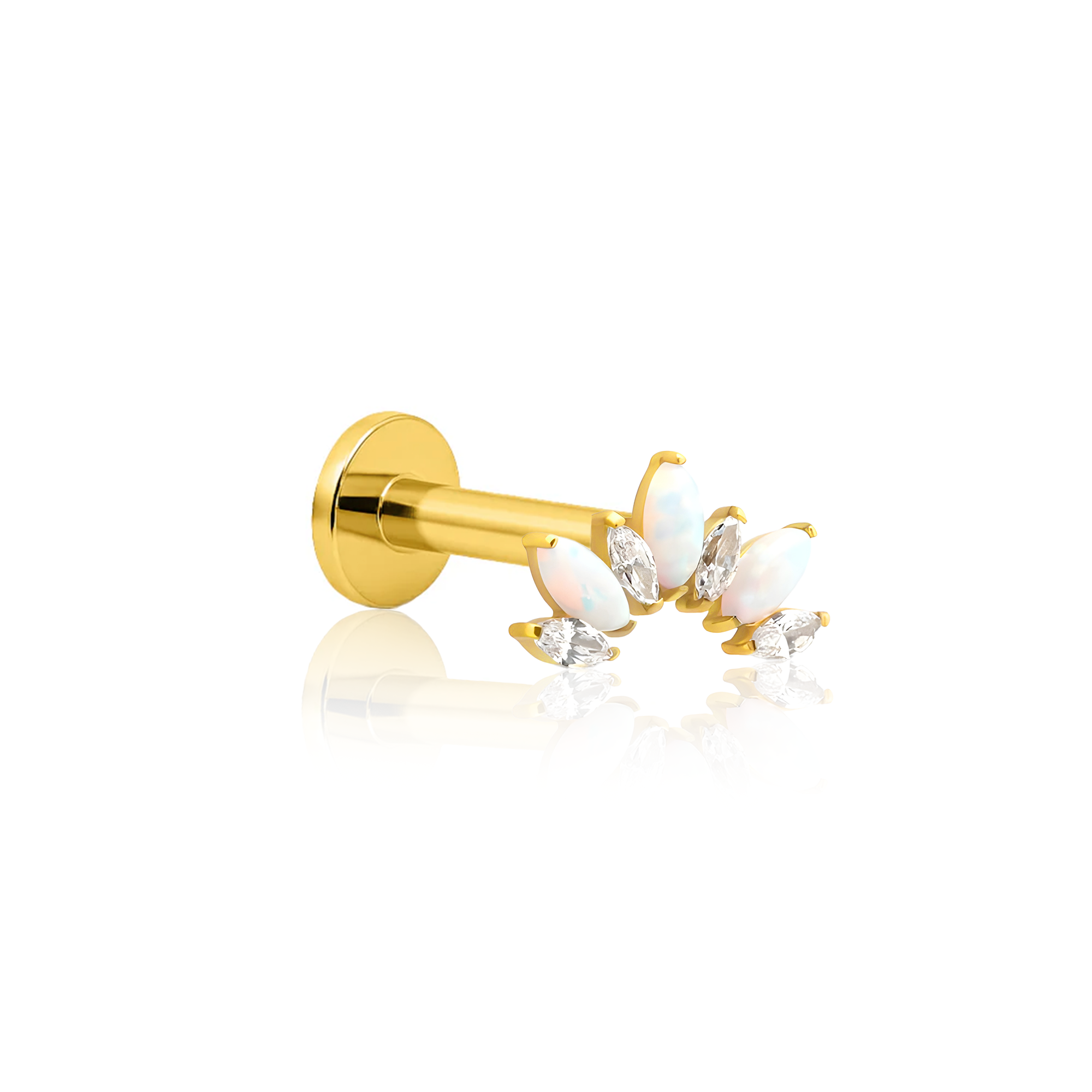 18k V-Gold Crystal and Opal Jewelled Crown Flatback