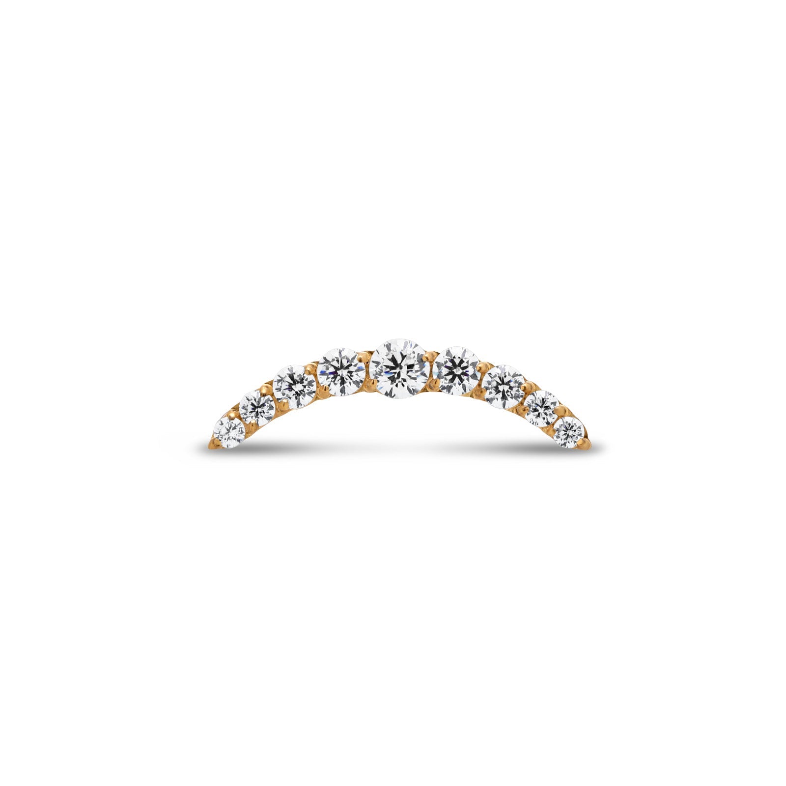 18k V-Gold Cascading 9 Stone Prong Set Flatback