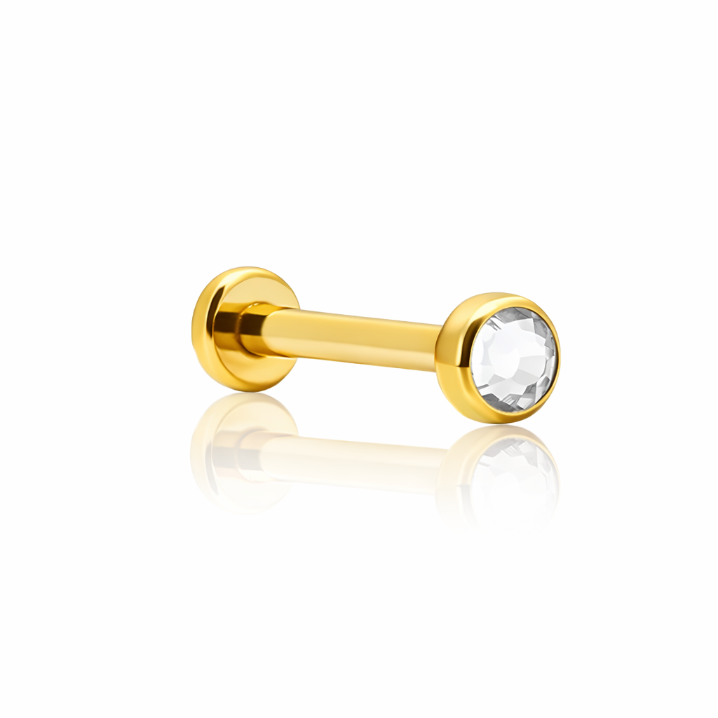 18k V-Gold Threadless Nose Flatback
