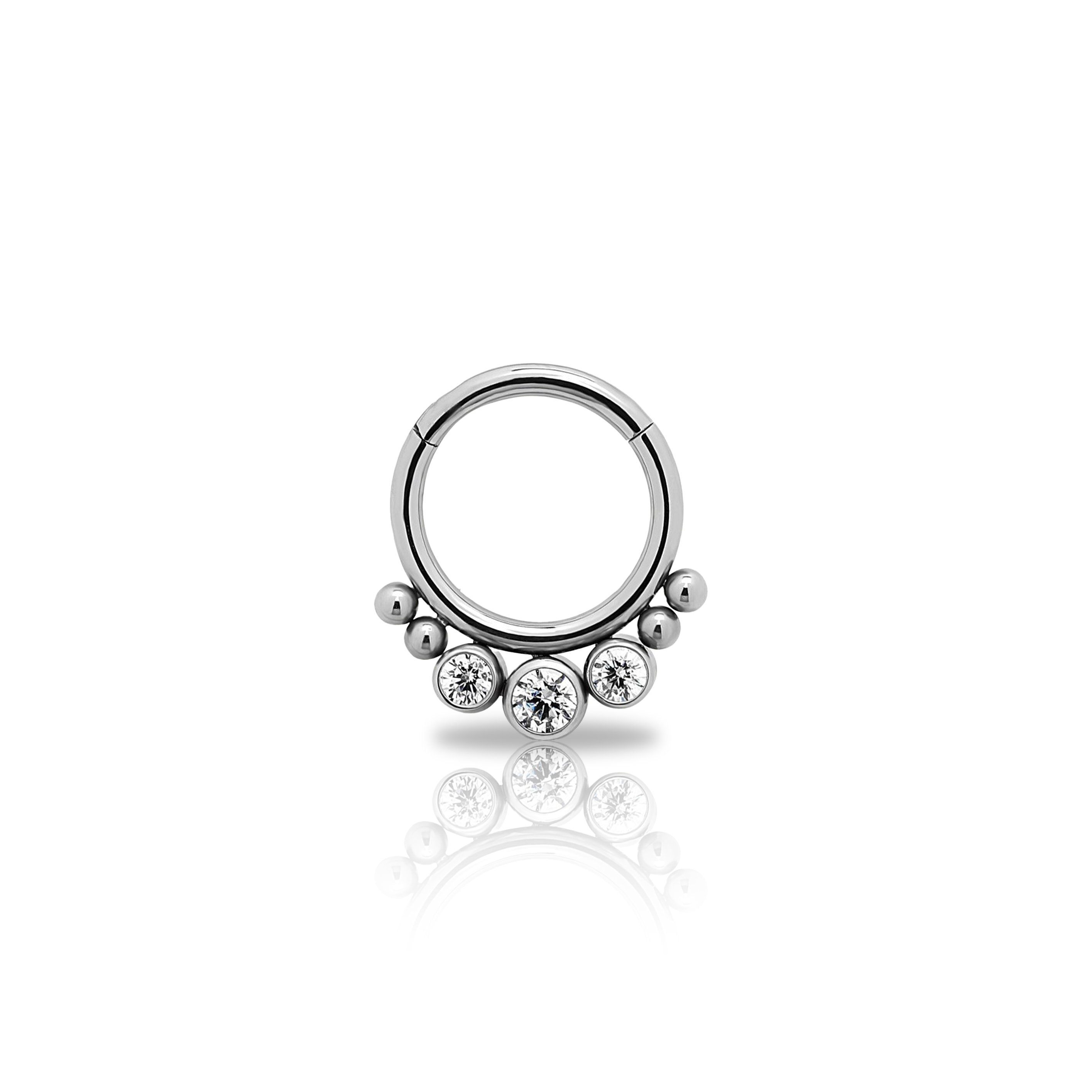 3 Jewelled Cluster Hinged Ring