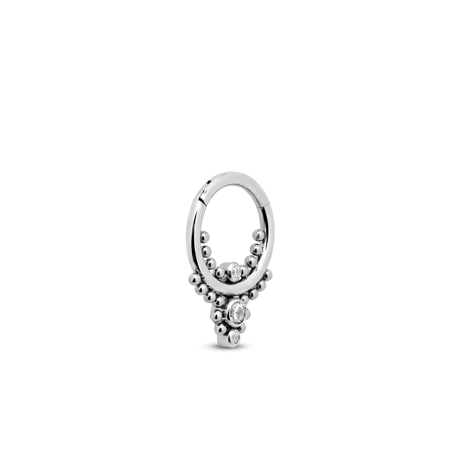 Jewelled Cluster With Beaded Inlay & Outlay Hinged Ring