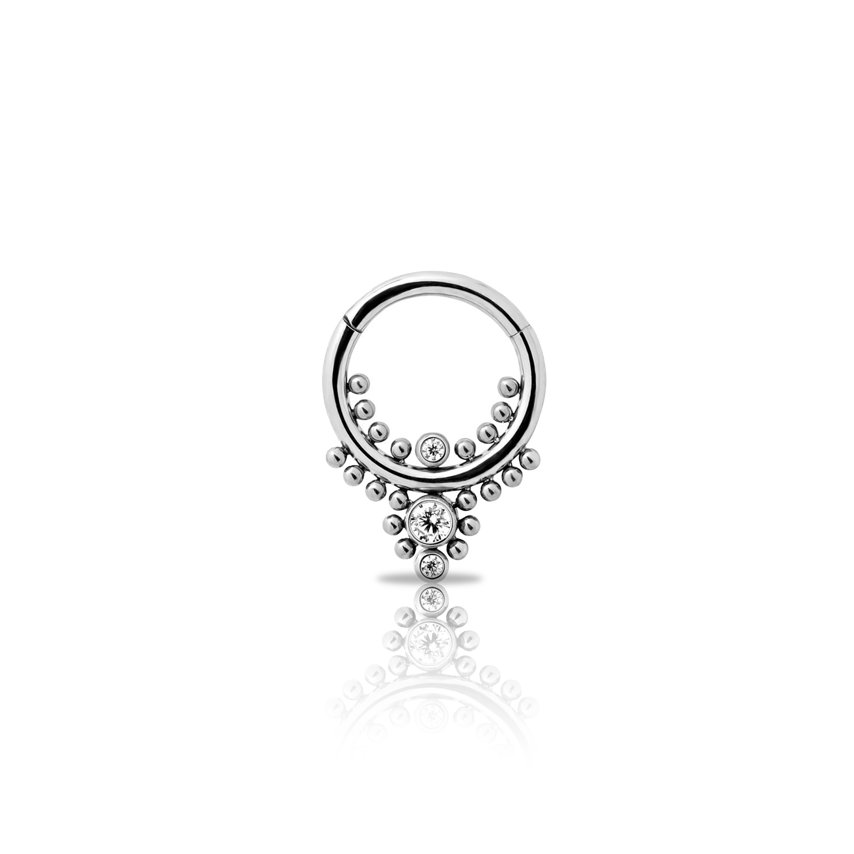 Jewelled Cluster With Beaded Inlay & Outlay Hinged Ring
