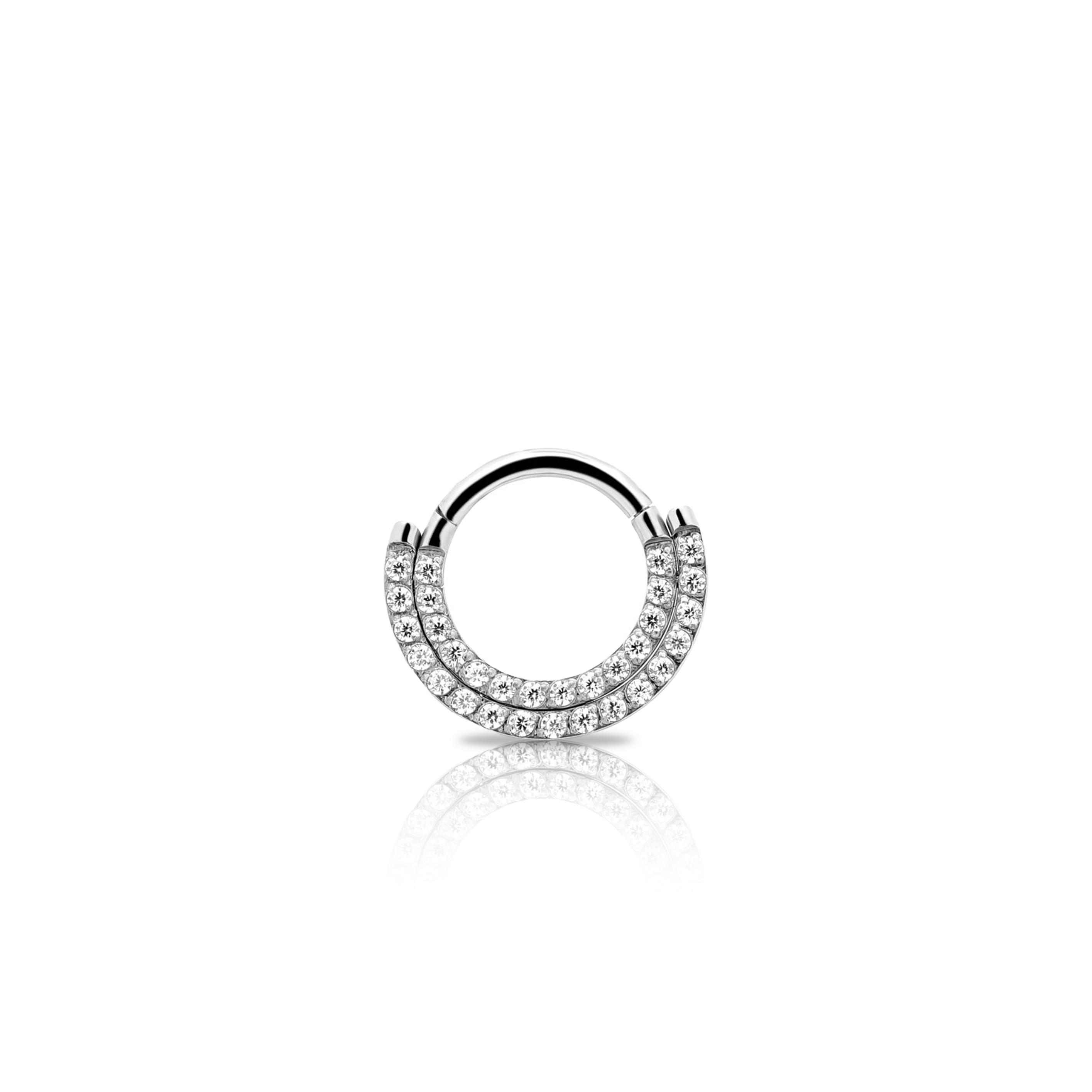 Double Jewelled Paved Stack Hinged Ring