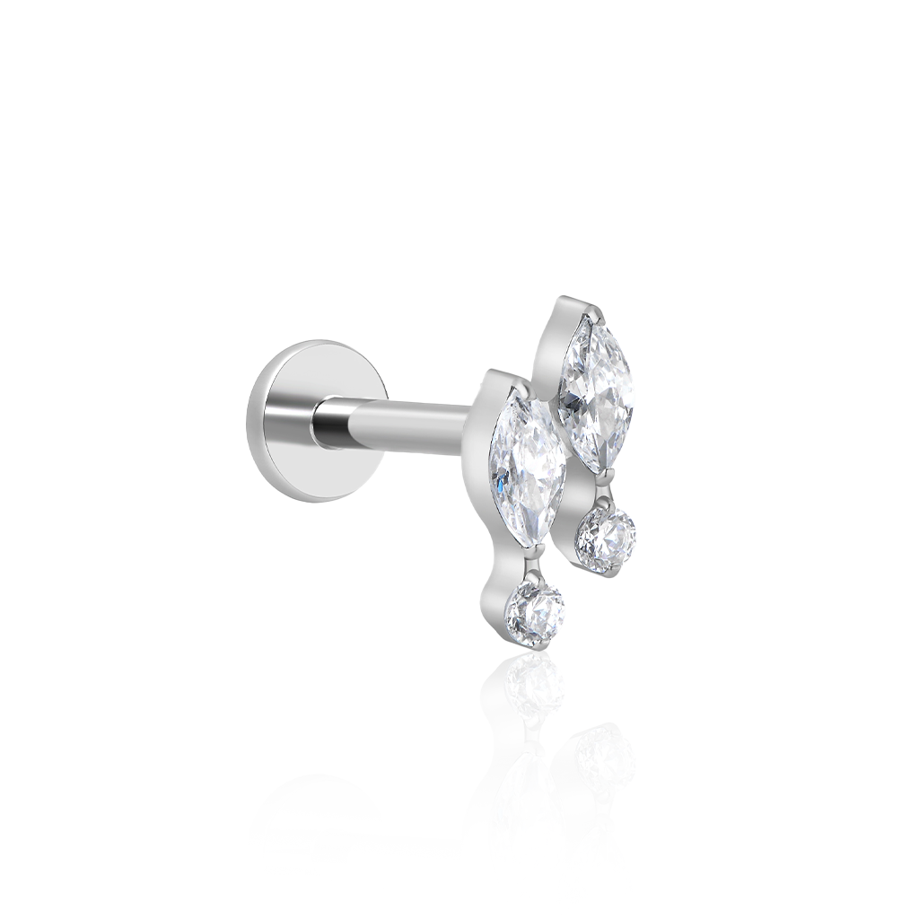 2 Marquise w Round Stone Flatback