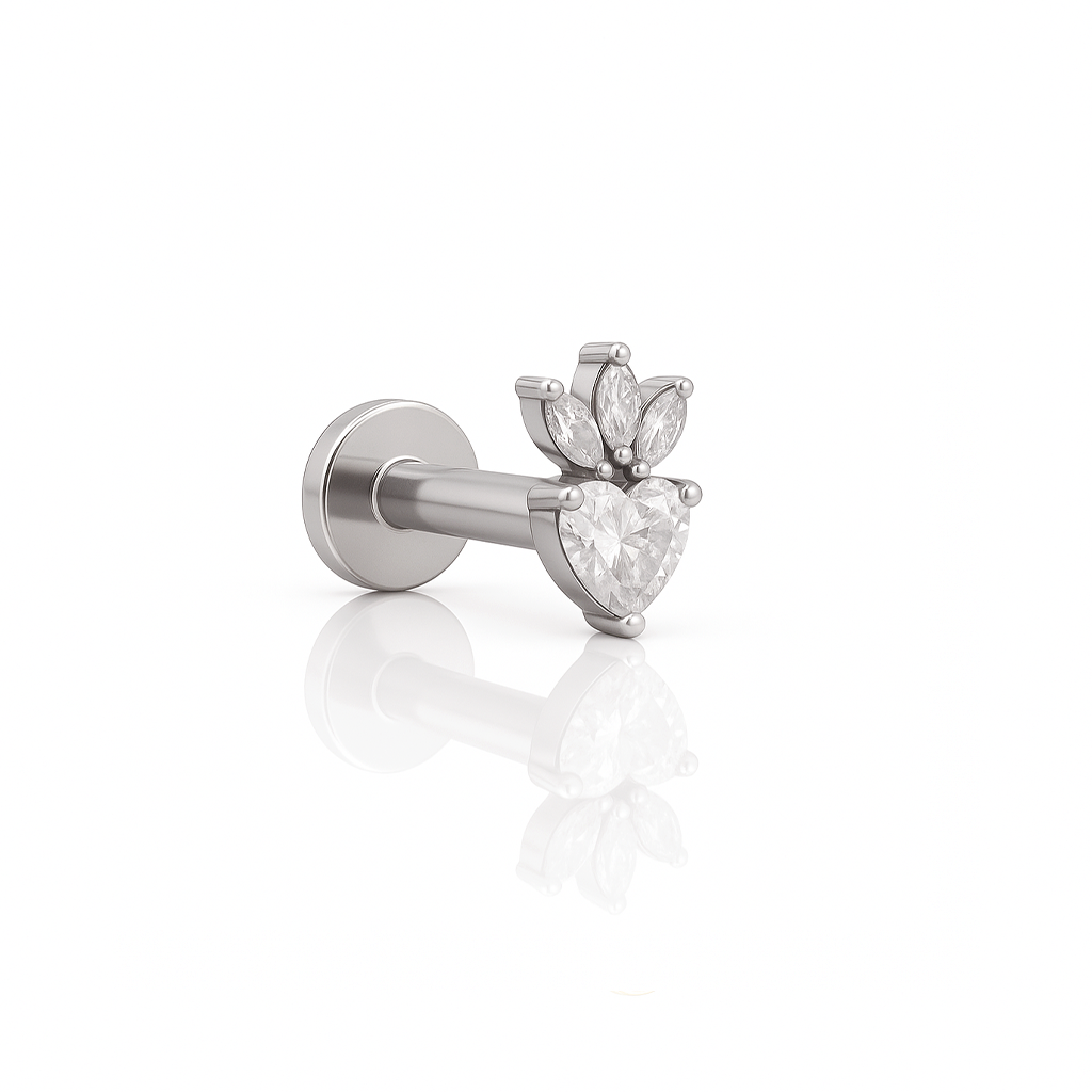 Heart w Trio Marquise Flatback
