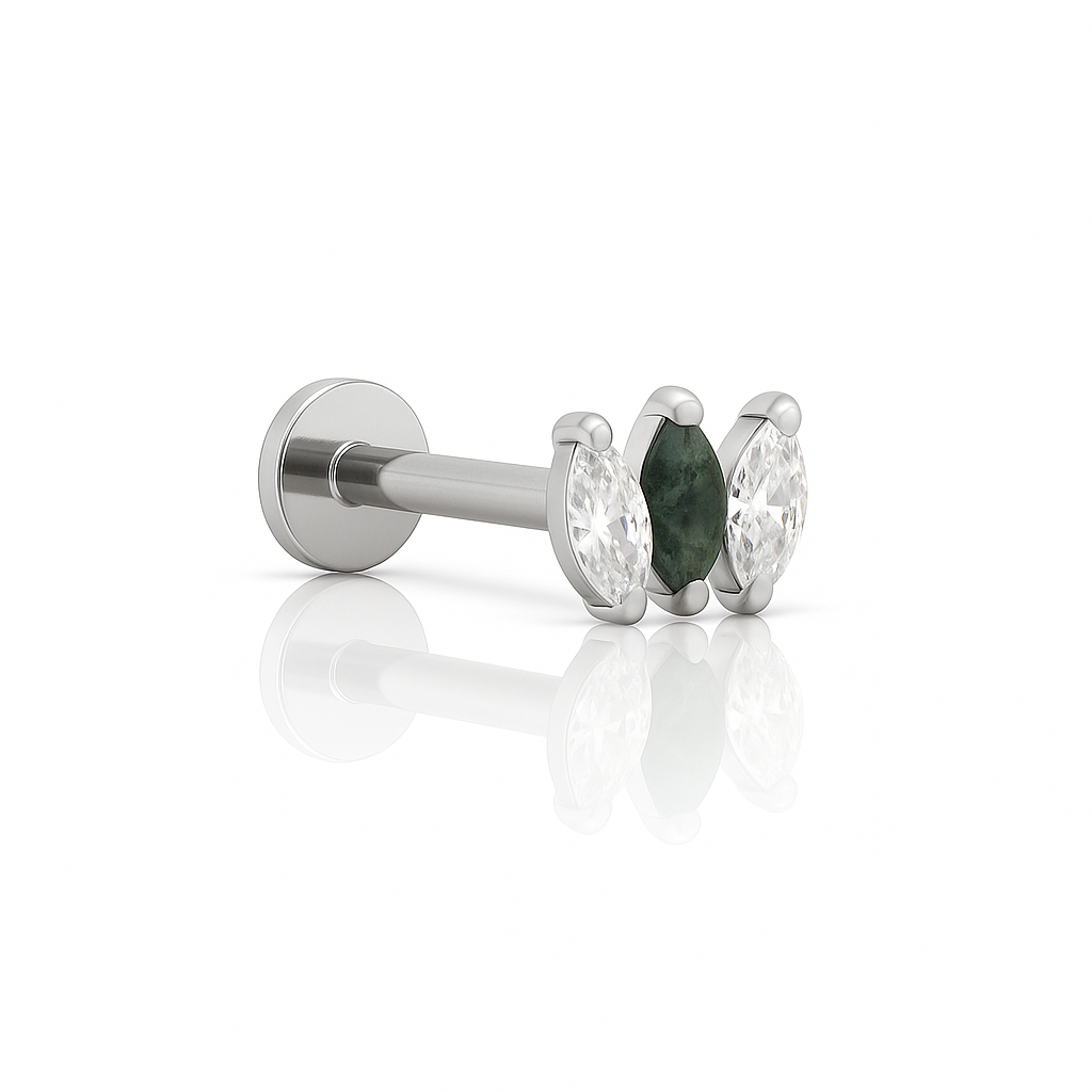 Marquise Natural Gemstone Moss Agate Flatback